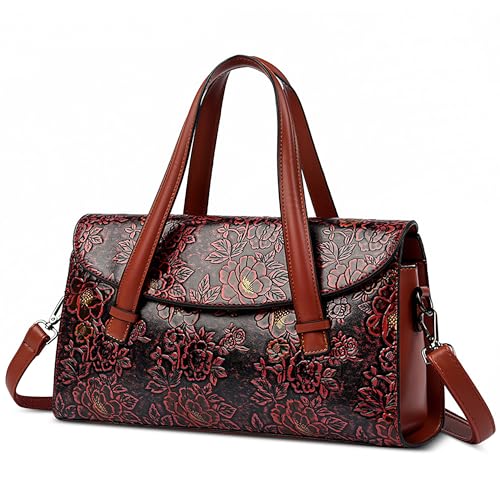 DEEVORCA Damen Handtasche Vintage Damen Kuriertaschen Umhängetasche Klassischem Print Lässige Umhängetasche Dating Taschen mit Griff Oben Party Schultertaschen Wasserdichtes PU Leder von DEEVORCA