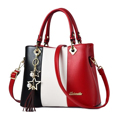 DEEVORCA Elegant Damen Handtasche Mode Umhängetasche Lässig Groß Pu Leder Wasserdicht Messenger Umhängetaschen Dating Arbeiten Party Reisen Geschäft Henkeltaschen Stern Anhänger Rot DEEVORCA Elegant Damen Handtasche Mode Umhängetasche Lässig Groß Pu Leder Wasserdicht Messenger Umhängetaschen Dating Arbeiten Party Reisen Geschäft Henkeltaschen Stern Anhänger Rot von DEEVORCA