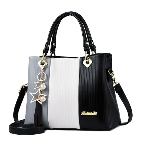 DEEVORCA Elegant Damen Handtasche Mode Umhängetasche Lässig Groß Pu Leder Wasserdicht Messenger Umhängetaschen Dating Arbeiten Party Reisen Geschäft Henkeltaschen Stern Anhänger Schwarz von DEEVORCA