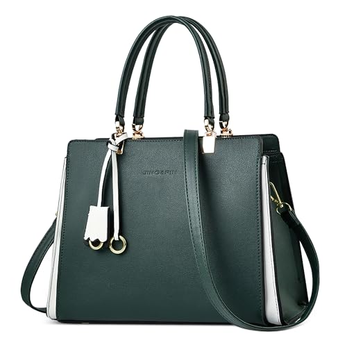 DEEVORCA Elegant Damen Henkeltasche Mode Leicht Schultertasche mit Griff Grosse Kapazität Tasche Tote Bag für Shopper Reise Täglich Urlaub Business Arbeiten PU Leder Damen Handtaschen Grün von DEEVORCA