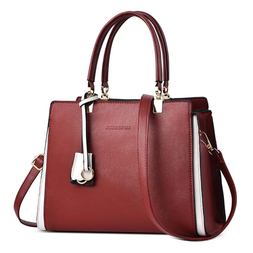 DEEVORCA Elegant Damen Henkeltasche Mode Leicht Schultertasche mit Griff Grosse Kapazität Tasche Tote Bag für Shopper Reise Täglich Urlaub Business Arbeiten PU Leder Damen Handtaschen Rot von DEEVORCA