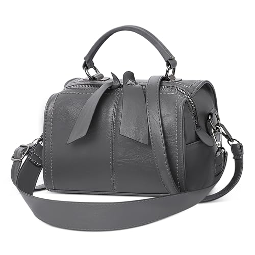 DEEVORCA Leicht Damen Handtasche Mode Damen Schultertaschen Umhängetasche mit Tragegriff für Lässig Reise Urlaub Business Täglich Einkaufen PU Leder Damen Elegant Henkeltasche Grau von DEEVORCA