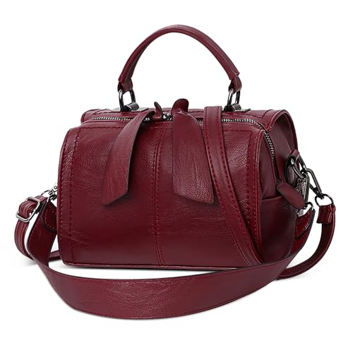 DEEVORCA Leicht Damen Handtasche Mode Damen Schultertaschen Umhängetasche mit Tragegriff für Lässig Reise Urlaub Business Täglich Einkaufen PU Leder Damen Elegant Henkeltasche Rot von DEEVORCA