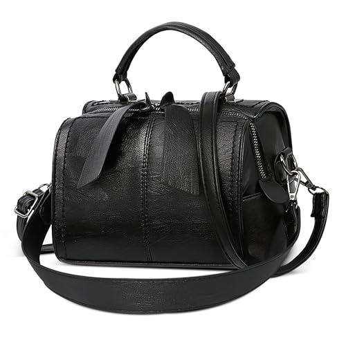 DEEVORCA Leicht Damen Handtasche Mode Damen Schultertaschen Umhängetasche mit Tragegriff für Lässig Reise Urlaub Business Täglich Einkaufen PU Leder Damen Elegant Henkeltasche Schwarz von DEEVORCA