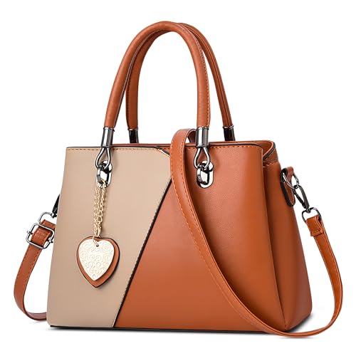 DEEVORCA Mode Damen Handtasche Elegant Umhängetasche Lässig Mittel Pu Leder Wasserdicht Messenger Umhängetaschen Dating Arbeiten Party Reisen Geschäft Henkeltaschen Liebe Anhänger Orange von DEEVORCA