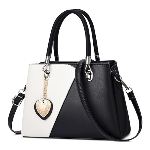 DEEVORCA Mode Damen Handtasche Elegant Umhängetasche Lässig Mittel Pu Leder Wasserdicht Messenger Umhängetaschen Dating Arbeiten Party Reisen Geschäft Henkeltaschen Liebe Anhänger Schwarz A von DEEVORCA