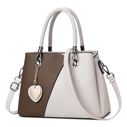 DEEVORCA Mode Damen Handtasche Elegant Umhängetasche Lässig Mittel Pu Leder Wasserdicht Messenger Umhängetaschen Dating Arbeiten Party Reisen Geschäft Henkeltaschen Liebe Anhänger Weiß B von DEEVORCA