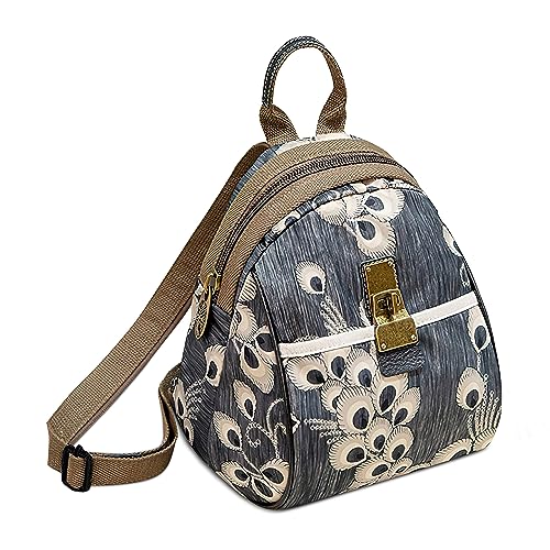 DEEVORCA Mode Damen Rucksack Vintage Umhängetasche Lässig Anti-Diebstahl Brusttasche Arbeit Reisen Einkaufen Sport Klein Sling Bag Nylon Print Crossbag Schultertasche Handtaschen Blau A von DEEVORCA