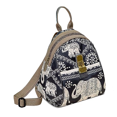 DEEVORCA Mode Damen Rucksack Vintage Umhängetasche Lässig Anti-Diebstahl Brusttasche Arbeit Reisen Einkaufen Sport Klein Sling Bag Nylon Print Crossbag Schultertasche Handtaschen Blau B von DEEVORCA