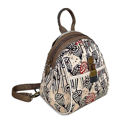 DEEVORCA Mode Damen Rucksack Vintage Umhängetasche Lässig Anti-Diebstahl Brusttasche Arbeit Reisen Einkaufen Sport Klein Sling Bag Nylon Print Crossbag Schultertasche Handtaschen Weiß von DEEVORCA