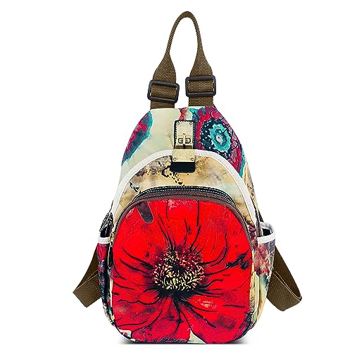 DEEVORCA Mode Damen Rucksack Vintage Umhängetasche Lässig Diebstahlsicherer Backpack Reisen Arbeit Schule Mehrere Taschen Schultertasche Nylon Print Cityrucksack Handtaschen Rot A DEEVORCA Mode Damen Rucksack Vintage Umhängetasche Lässig Diebstahlsicherer Backpack Reisen Arbeit Schule Mehrere Taschen Schultertasche Nylon Print Cityrucksack Handtaschen Rot A von DEEVORCA