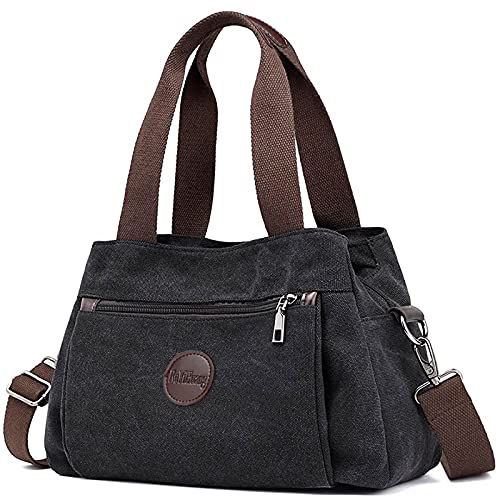 DEEVORCA Mode Damen Umhängetasche Lässig Reisen Messenger Multifunktional Crossbody Tasche Arbeiten Einkaufen Dating Mehrere Taschen Groß Leinwand Handtasche Schultertasche Schwarz A von DEEVORCA