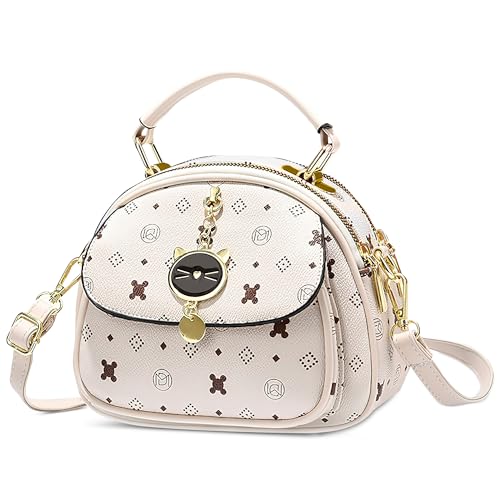 DEEVORCA Mode Damen Umhängetasche Vintage Casual Drucken Crossbody Tasche Reisen Dating Arbeiten Party Pu Leder Frauen Messenger Bag Mehrere Taschen Handtasche Niedlicher Anhänger Weiß A von DEEVORCA