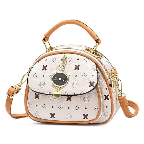 DEEVORCA Mode Damen Umhängetasche Vintage Casual Drucken Crossbody Tasche Reisen Dating Arbeiten Party Pu Leder Frauen Messenger Bag Mehrere Taschen Handtasche Niedlicher Anhänger Weiß C von DEEVORCA