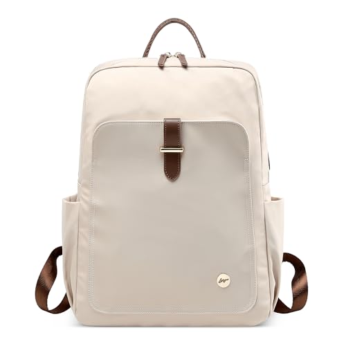 DEEVORCA Mode Reisen Damen Rucksack Anti Diebstahl Wasserdicht Schulrucksack für 15.6 Zoll Laptop mit Griff Tagesrucksack Urlaub Lässig Täglich Nylon College Tasche Damen Backpack Weiß von DEEVORCA