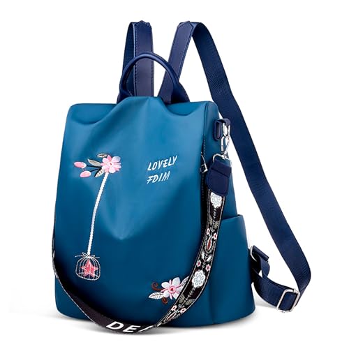 DEEVORCA Mode Rucksack Damen Elegant Tagesrucksack mit Anti Diebstahl Tasche Schultertasche für Reisen Urlaub Lässig Täglich Wasserdicht Damen Handtasche Leichtgewicht Schulrucksack Blau von DEEVORCA