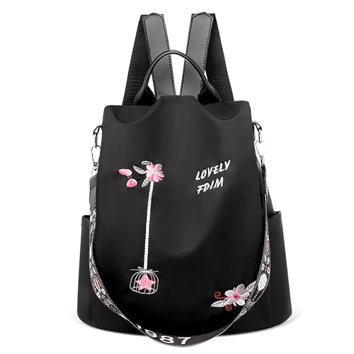 DEEVORCA Mode Rucksack Damen Elegant Tagesrucksack mit Anti Diebstahl Tasche Schultertasche für Reisen Urlaub Lässig Täglich Wasserdicht Damen Handtasche Leichtgewicht Schulrucksack Schwarz von DEEVORCA