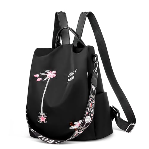 DEEVORCA Mode Rucksack Damen Elegant Tagesrucksack mit Anti Diebstahl Tasche Schultertasche für Reisen Urlaub Lässig Täglich Wasserdicht Damen Handtasche Leichtgewicht Schulrucksack Schwarz von DEEVORCA