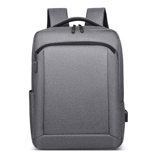 DEEVORCA Mode Rucksack Herren Elegant Schulrucksack 14 Zoll Laptoptasche mit USB Ladeanschluss Tagesrucksack für Reisen Business Arbeit Täglich Wasserdicht Herren Backpack Grau von DEEVORCA