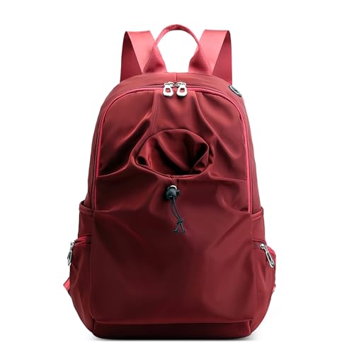 DEEVORCA Rucksäcke für Damen Elegant Damen Rucksack Leichter Freizeit Rucksack Mit Kopfhörerloch Reisen Urlaub Rucksack für die Frau Rucksack Damen für Laptop Wasserdichtes Nylon Rot von DEEVORCA