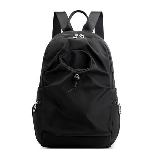 DEEVORCA Rucksäcke für Damen Elegant Damen Rucksack Leichter Freizeit Rucksack Mit Kopfhörerloch Reisen Urlaub Rucksack für die Frau Rucksack Damen für Laptop Wasserdichtes Nylon Schwarz von DEEVORCA