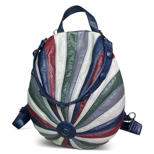DEEVORCA Rucksäcke für Damen Exquisit Frauen Rucksack Multi Pocket Anti Diebstahl Rucksack Arbeit Rucksack Reise Urlaub Tagesrucksack Schulrucksack Wasserdichtes PU Leder Blau von DEEVORCA