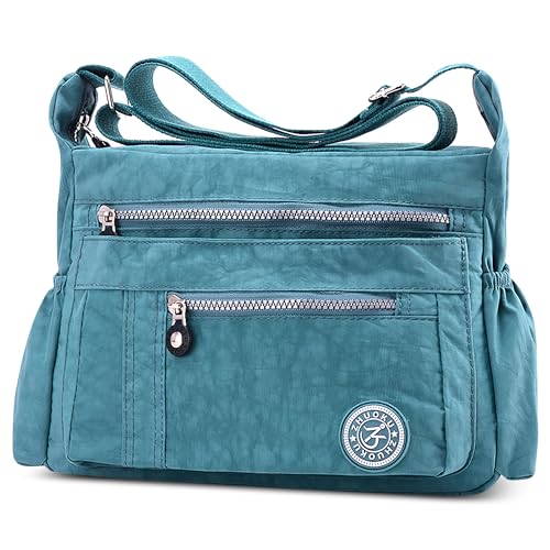 DEEVORCA Umhängetaschen Damen Lässige Messenger Tasche Mode Mehrere Taschen Nylon Wasserdicht Leicht Umhängetasche Täglich Reisen Arbeit Einkaufen Schultertaschen Blau C von DEEVORCA