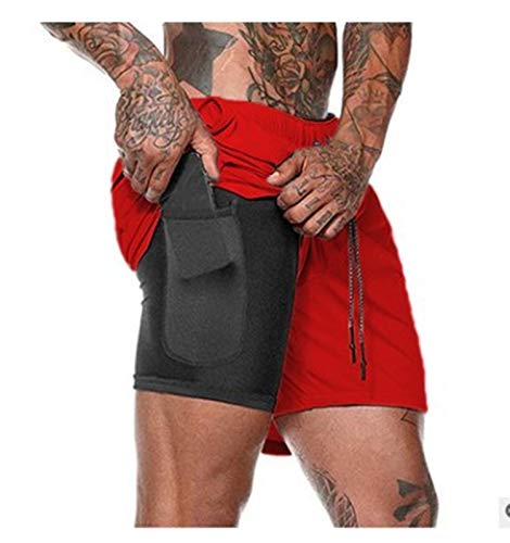 DEEWISH Herren 2 in 1 Shorts Laufshorts Dual Kurze Sporthose Männer Fitness Schnell trocknend Laufhose Sport Hosen Trainingshose Atmungsaktiv mit Handytasche von DEEWISH