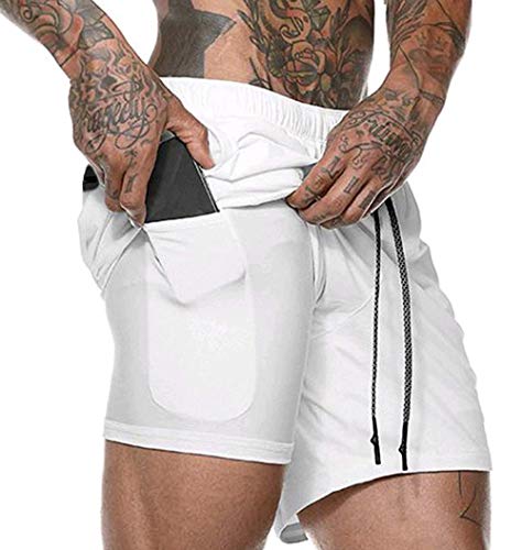 DEEWISH Herren 2 in 1 Shorts Laufshorts Dual Kurze Sporthose Männer Fitness Schnell trocknend Laufhose Sport Hosen Trainingshose Atmungsaktiv mit Handytasche von DEEWISH