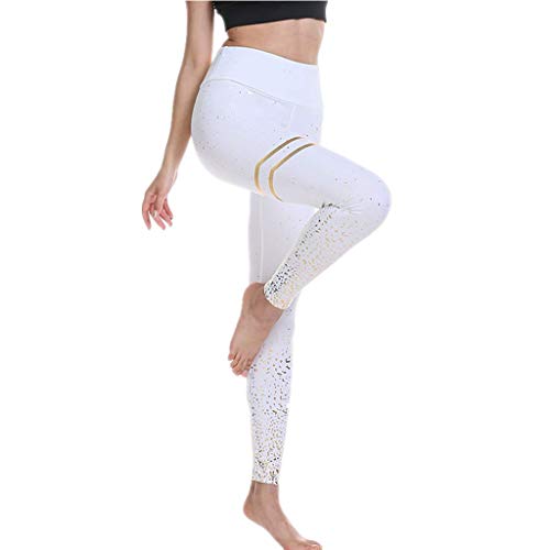 DEEWISH Hosen Damen, Frauen Leggings Hose Yogahose Sport-Leggings Jogginghose | Sport Fitness Workout Leggins | Stretch Yoga Hosen Pants | Sporthose, Weiß, L von DEEWISH