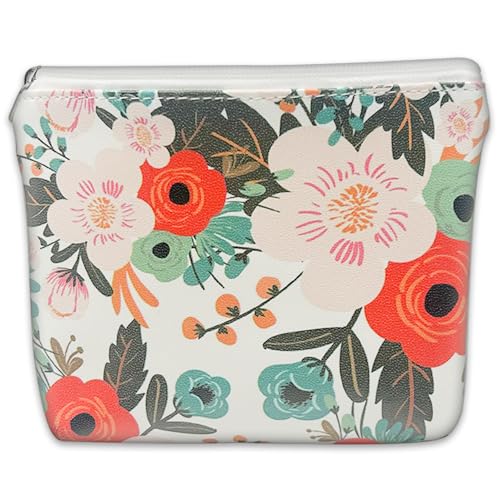 DEEZOMO Münzgeldbörse aus Leder mit Reißverschluss, Münzhalter, Mini-Make-up-Tasche für Frauen und Mädchen, Ausgehen, Reisen, Einkaufen, Little Daisy-A, Minimalismus von DEEZOMO