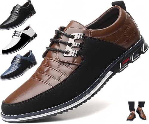 Herren Oxford Derby Orthopädische Lederschuhe, Business-Luxus-Herren-Kleiderschuhe, Büro-Loafer-Wohnungen Im Stil, Einfache Slip-On-Walk-Wohnungen, Schwarze Und Weiße Herren-Kleiderschuhe For Männer ( von DEFACT