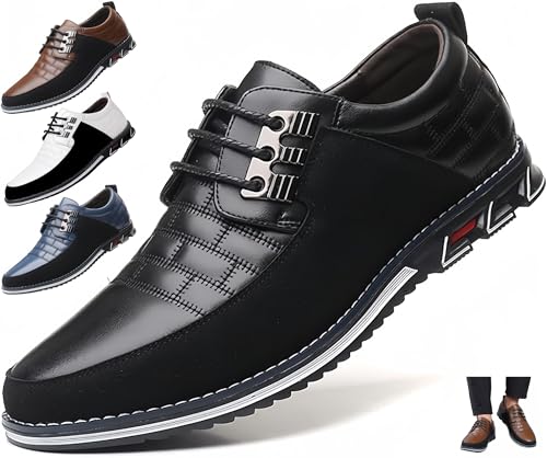 Herren Oxford Derby Orthopädische Lederschuhe, Business-Luxus-Herren-Kleiderschuhe, Büro-Loafer-Wohnungen Im Stil, Einfache Slip-On-Walk-Wohnungen, Schwarze Und Weiße Herren-Kleiderschuhe For Männer ( von DEFACT