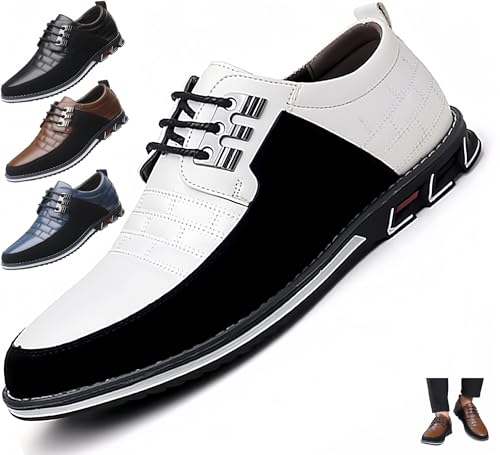 Herren Oxford Derby Orthopädische Lederschuhe, Business-Luxus-Herren-Kleiderschuhe, Büro-Loafer-Wohnungen Im Stil, Einfache Slip-On-Walk-Wohnungen, Schwarze Und Weiße Herren-Kleiderschuhe For Männer ( von DEFACT