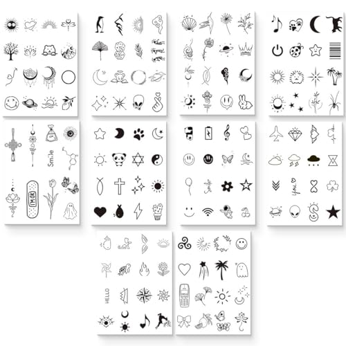 10 Blätter Temporäre Tattoos zum Fake Tattoo Schwarz Klebetattoos Aufkleber für Frauen Männer,tatoo temporäre,klebetattoos erwachsene von DEFGNOP