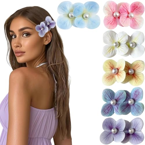 DEFGNOP 6 Paar Haarspangen mit Perlenblumen, Blumen Haarklammer für Dickes und Dünnes Haar von Frauen, Geeignet für Strand, Party, Styling-Design von DEFGNOP