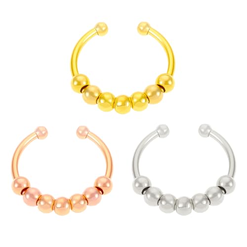 DEFGNOP Anxiety Ring, Anti Stress ring, Fidget, Damenring aus langlebigem Edelstahl, Wasserfeste Ringe, in Verstellbaren Größen Erhältlich, 3 Stück von DEFGNOP