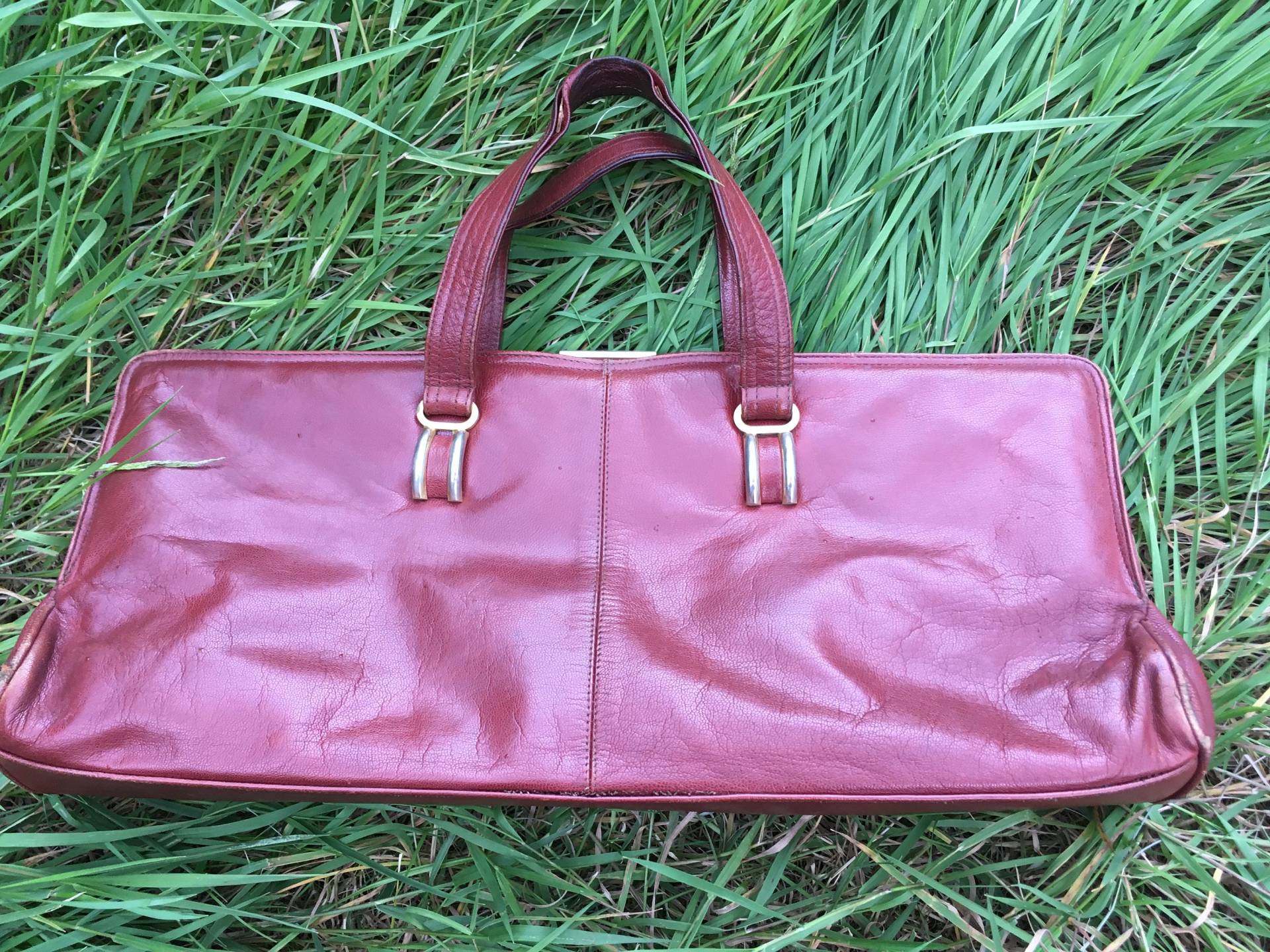 Leder Rot-Braune Tasche Von Licci - Made in Italy Original Vintage von DEFINITIVAVINTAGE
