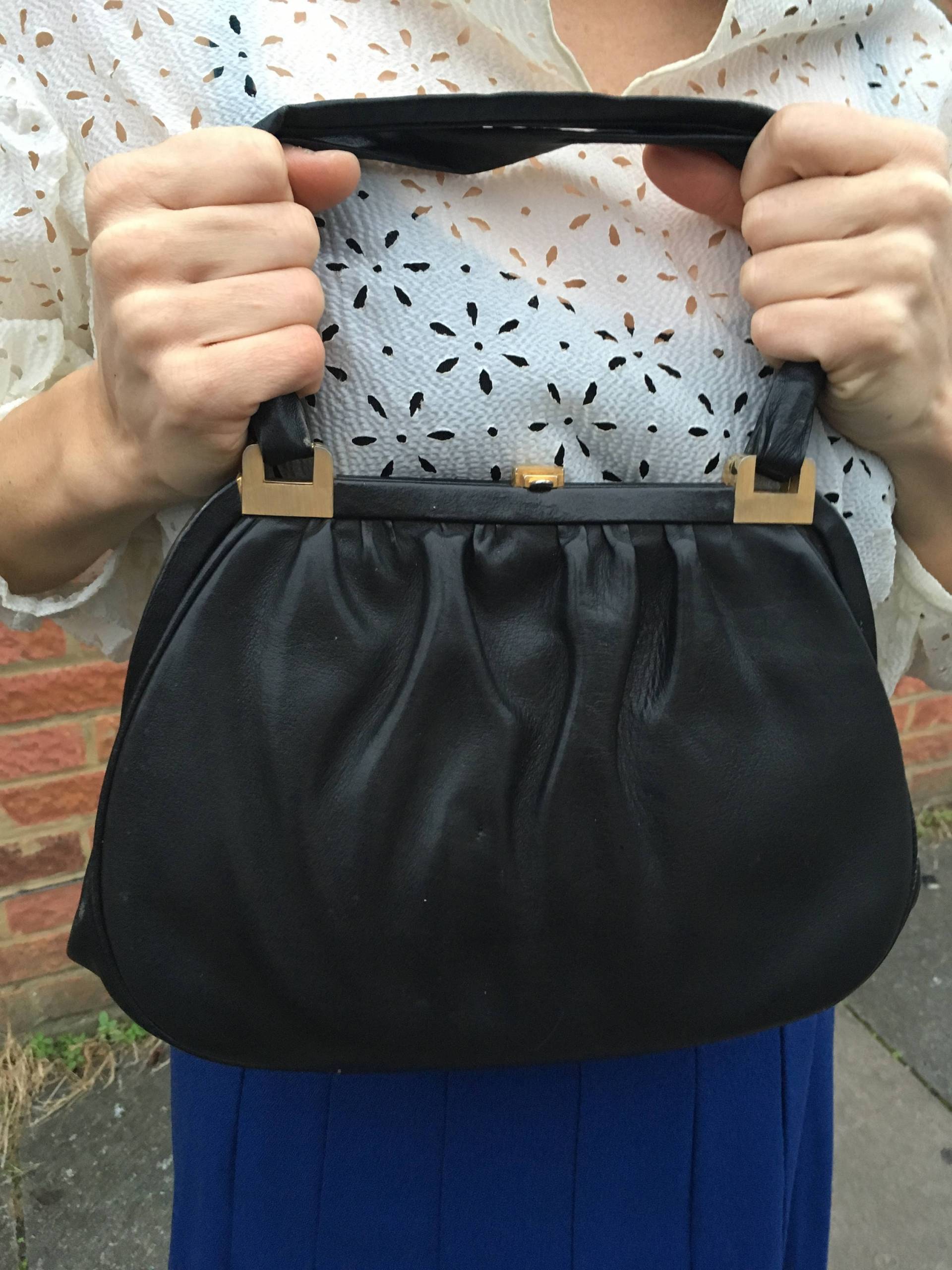Schwarze, Weiche Ledertasche von DEFINITIVAVINTAGE