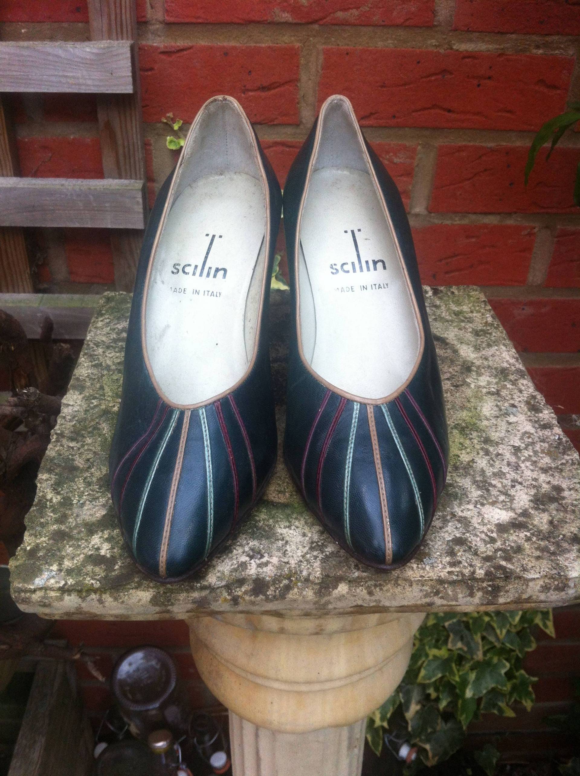 Vintage Schuhe Von Shilin in Flasche Grün Leder Größe 38 Leder-Made Italy von DEFINITIVAVINTAGE