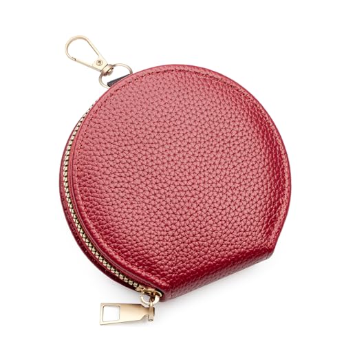 defway Kleine Kartengeldbörse für Frauen - Schlanke Damengeldbörse, kleiner Kartenhalter mit Münzfach, weiche PU-Litschi-Textur, kompakt & leicht, Geschenk für Sie, Rot/Ausflug, einfarbig (Getaway von DEFWAY