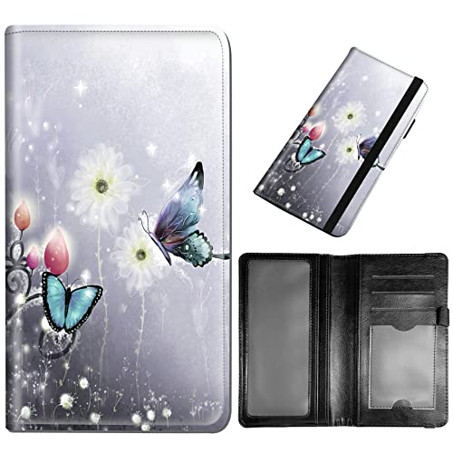 DEGDFSGR Scheckbuchhülle – Premium Leder Standard Duplikat Register Check Card Book Holder Wallet with RFID Blocking Funktion for Mädchen Männer Frauen, Schmetterling in Blumen, Classic von DEGDFSGR