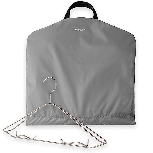 DEGELER SkyHanger - Kleidersack mit einzigartigem Titan-Kleiderbügel für Damen & Herren - durchdachte Anzugtasche für knitterfreies Reisen - leichtes & wasserabweisendes Nylon - Silbergrau von DEGELER