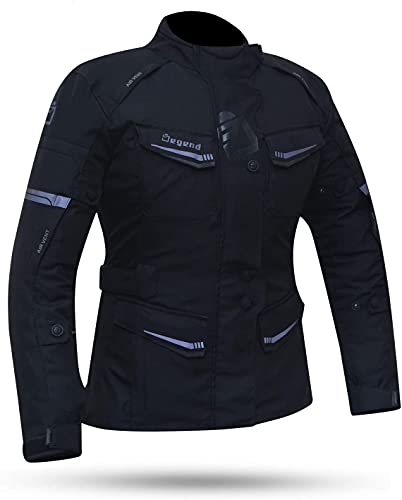 DEGEND TRAVEL LADY Schwarz | Motorradjacke Damen mit Protektoren - Atmungsaktive Protektorenjacke Wasserdicht und Windfest - Motorrad Zubehör - Motorrad Jacke Damen Schwarz von DEGEND