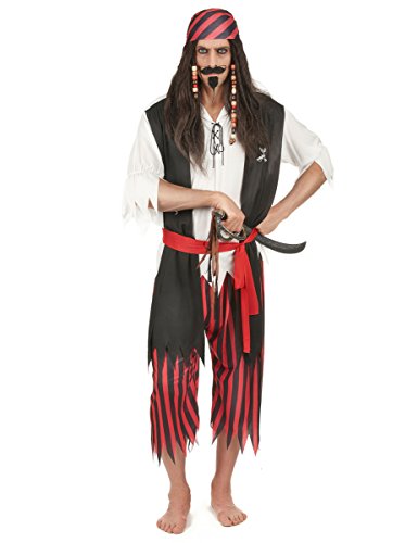 DEGUISE TOI Freibeuterkostüm mit Fransen für Herren schwarz-Weiss-rot - Rot DEGUISE TOI Freibeuterkostüm mit Fransen für Herren schwarz-Weiss-rot - Rot von DEGUISE TOI