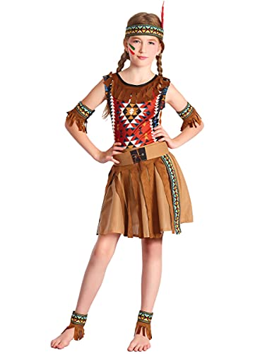 DEGUISE TOI Süsses Indianermädchen-Kostüm mit Fusskettchen braun - Braun von DEGUISE TOI