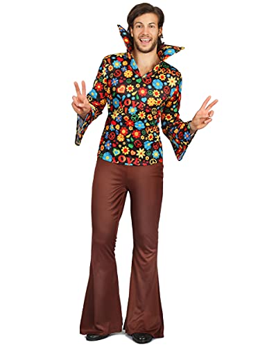 DEGUISE TOI Vegaoo Blumiges Hippie-Kostüm für Herren bunt - M von DEGUISE TOI