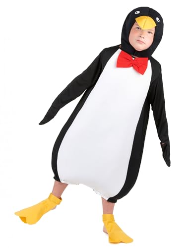 DEGUISE TOI Vegaoo Pinguin-Kinderkostüm Tier schwarz-weiß-gelb - 110-122 (4-6 Jahre) von DEGUISE TOI