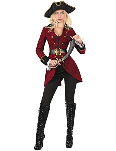 DEGUISE TOI Vegaoo Piratenverkleidung für Damen rot-schwarz-goldfarben - M von DEGUISE TOI