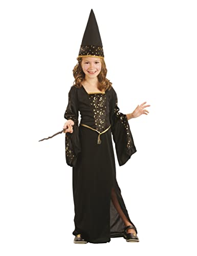 DEGUISE TOI Vegaoo Zauberin Mädchenkostüm Mond und Sterne schwarz-Gold - 110-122 (4-6 Jahre) von DEGUISE TOI